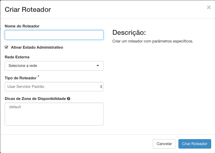 Criar roteador Cloud Serpro