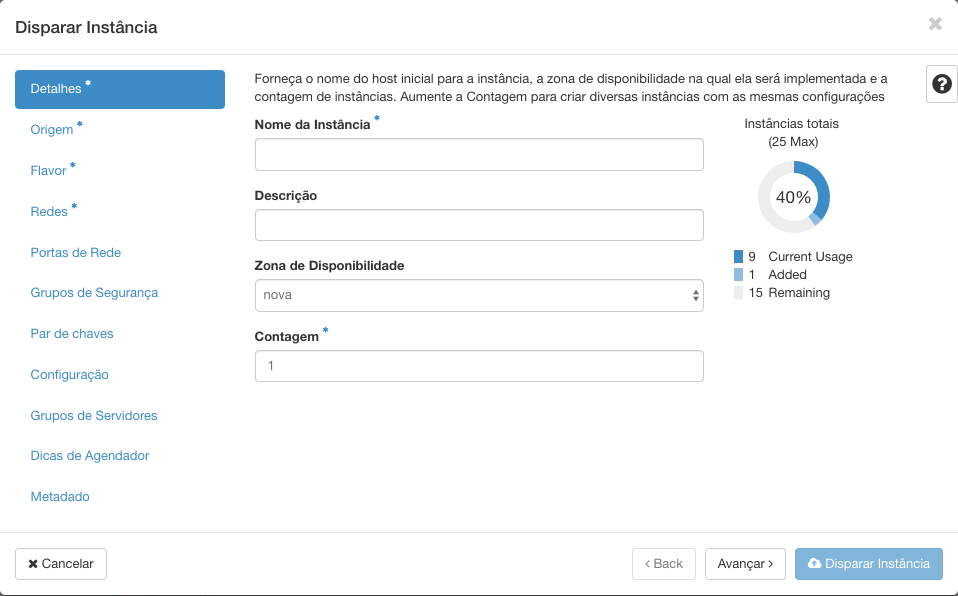 Detalhes da Instancia Cloud Serpro