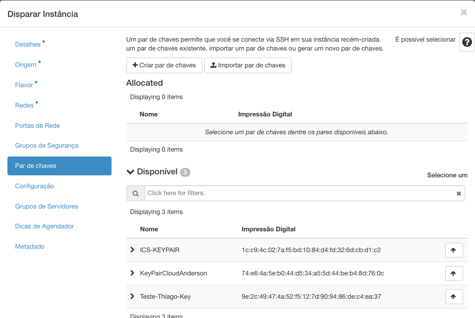 Detalhes da Instancia Cloud Serpro