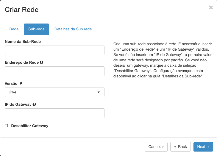 Criar Sub-Rede Cloud Serpro